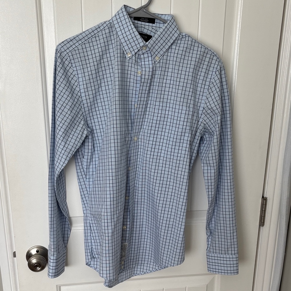 Nordstrom Light Blue Plaid Button Down Shirt